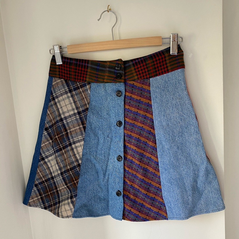 American Two Shot Patchwork button up Skirt